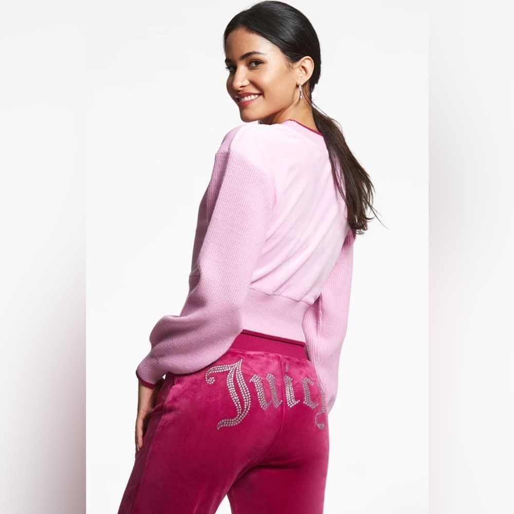 Juicy Couture Pink cropped velour sweater XS - Picture 4 of 5